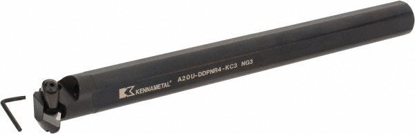 Kennametal Indexable Boring Bar: A20UDDPNR4KC3, 1.7050" Min Bore, Right Hand, 27.5 deg Lead, Steel - 2408545