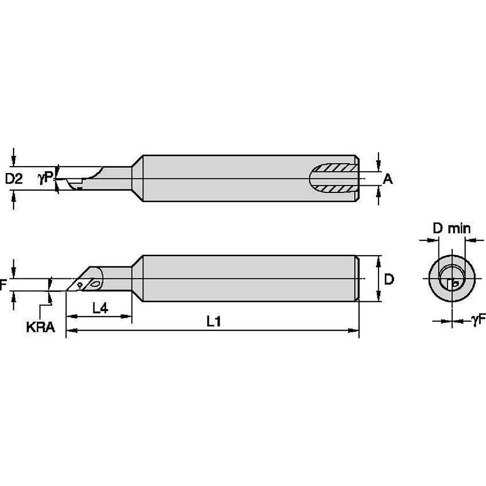 Widia Indexable Boring Bar: GTPI37562590647R, 5/8" Min Bore, Right Hand, 5/8" Shank Dia, -2 deg Lead, Steel - 2828184
