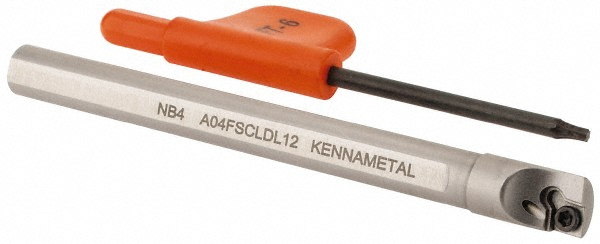 Kennametal Indexable Boring Bar: S04SCLDL12, 0.2850" Min Bore, Left Hand, 5 deg Lead, Steel - 1288870