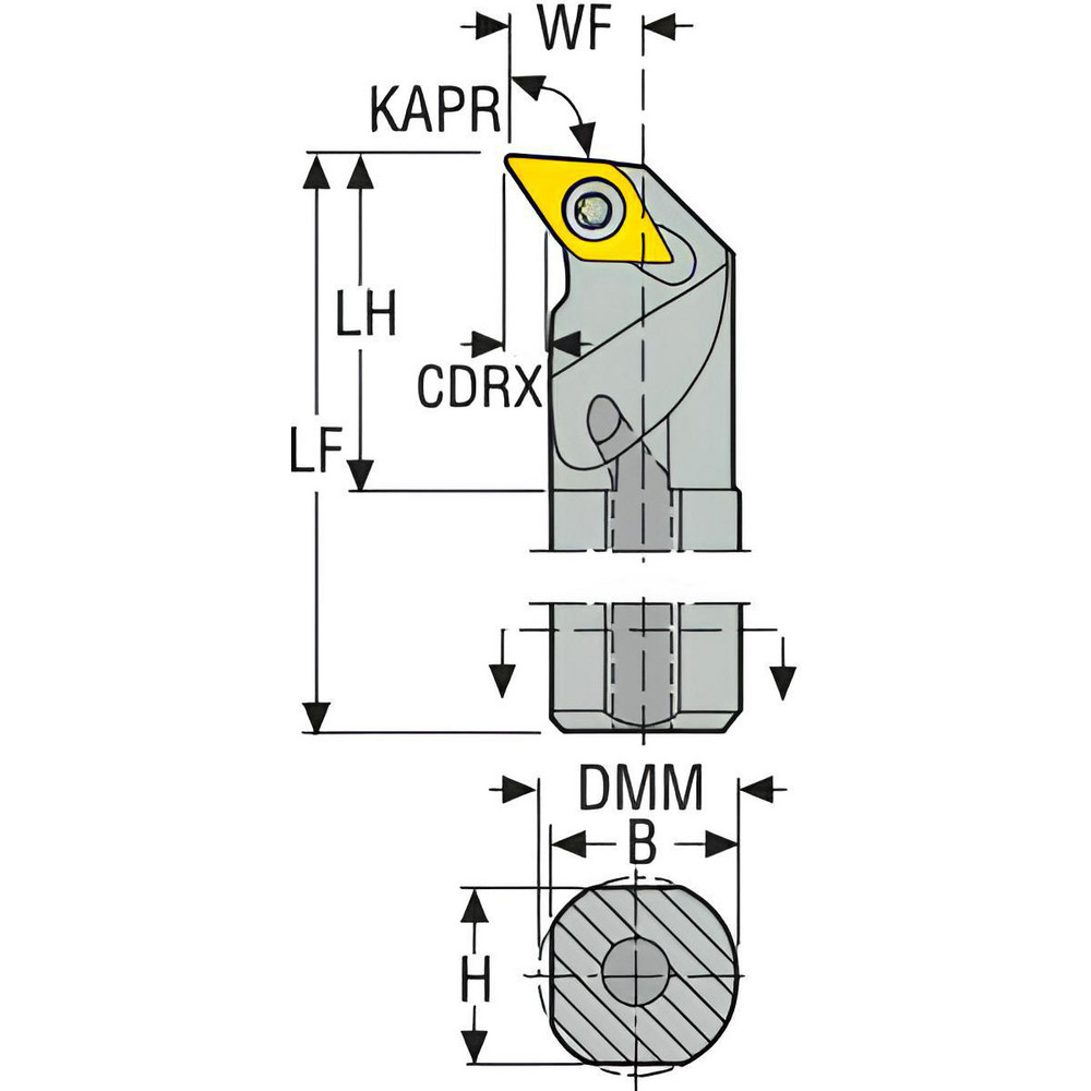 Seco Indexable Boring Bar: A10-SDUCR-2, 1" Min Bore, 5/8" Shank Dia, 93 deg Lead, Steel - 02829685