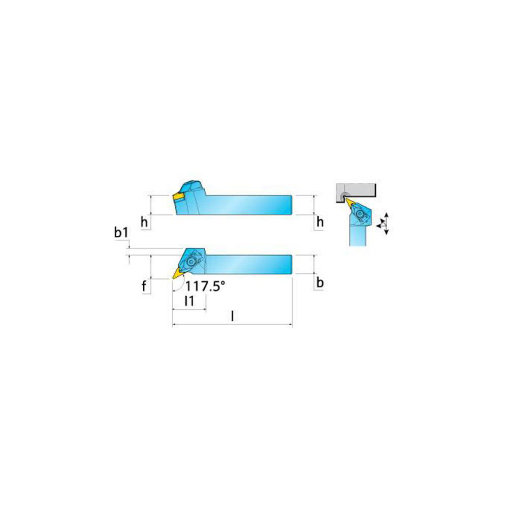 Ingersoll Cutting Tools Indexable Turning Toolholder: TVQNR16-2.53D, 117.5 deg Lead Angle, Clamp - 6183995