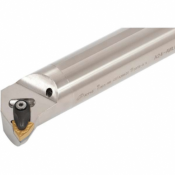Widia Indexable Boring Bar: A24UMDUNR4, 2" Min Bore, Right Hand, 1-1/2" Shank Dia, -3 deg Lead, Steel - 2951412