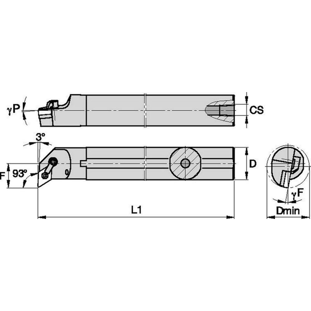Widia Indexable Boring Bar: A24UMDUNR4, 2" Min Bore, Right Hand, 1-1/2" Shank Dia, -3 deg Lead, Steel - 2951412