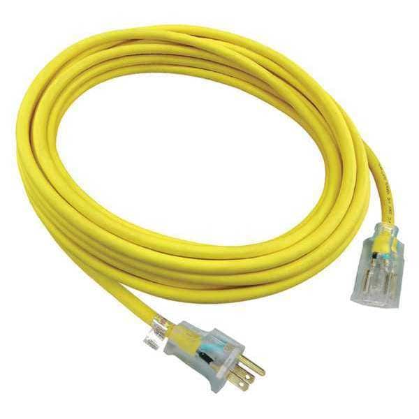 Power First SJTW Extension Cord, 12 AWG, Outdoor, 12/3, 1 Outlets, 5-15R, Yellow, PVC, 5-15P, 25 ft - 52NY26