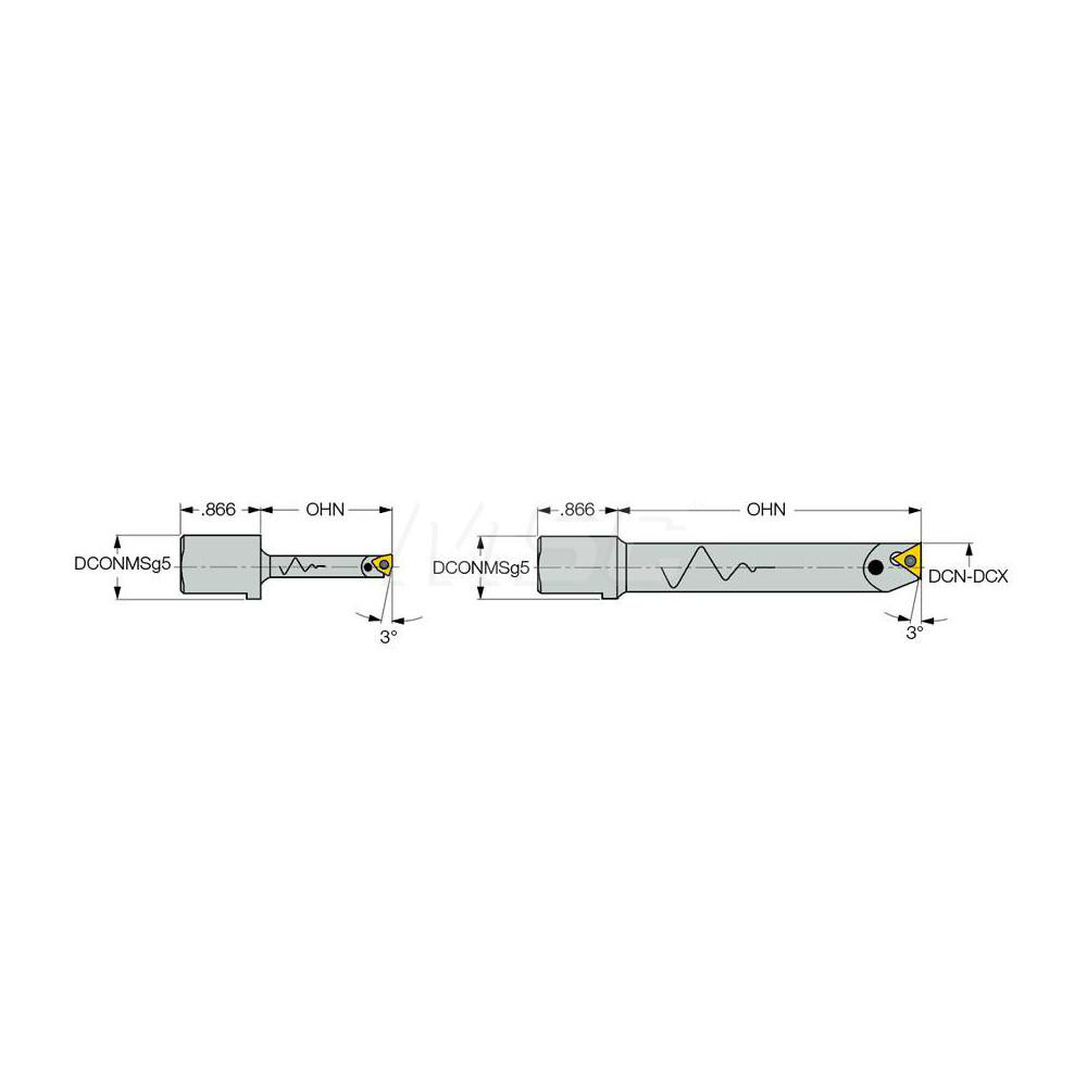 Iscar Indexable Boring Bar: IHAXF 14-16-AVI, 14.00 mm Min Bore, 16.00 mm Shank Dia, Heavy Metal - 4550648