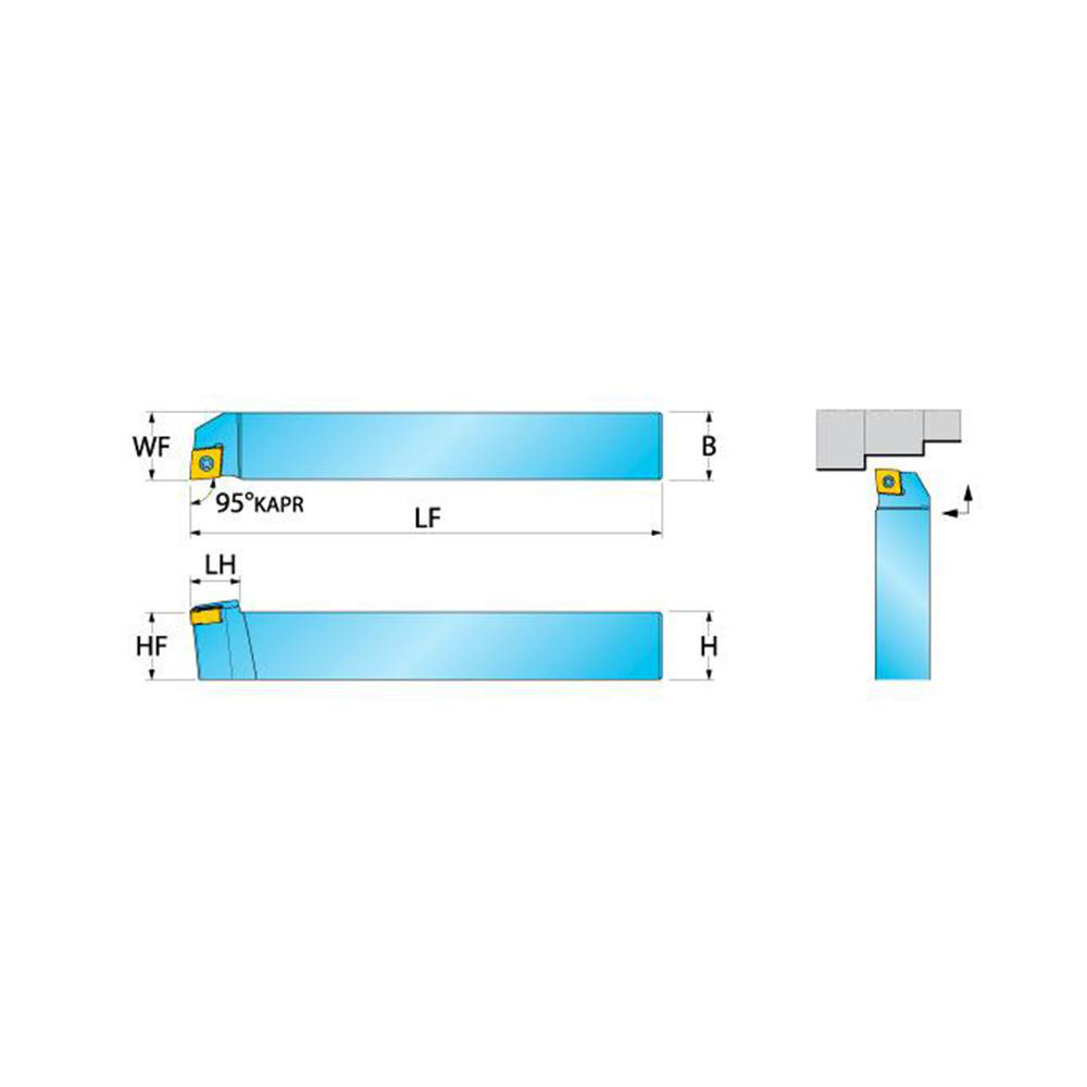 Ingersoll Cutting Tools Indexable Turning Toolholder: SCLNR08-2.2C-SH, 93.0 deg Lead Angle, Screw - 6211467
