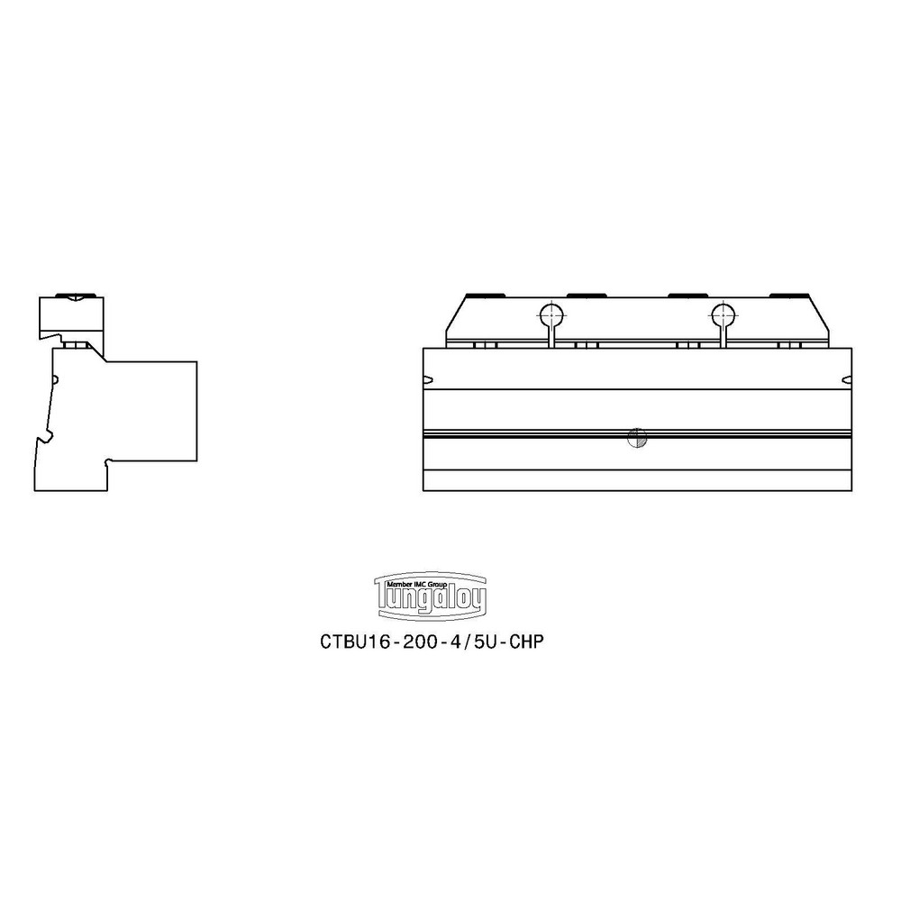 Tungaloy Tool Block Style CTBU-CHP, 4.331" OAL, Indexable Cutoff Blade Tool Block - 6734890