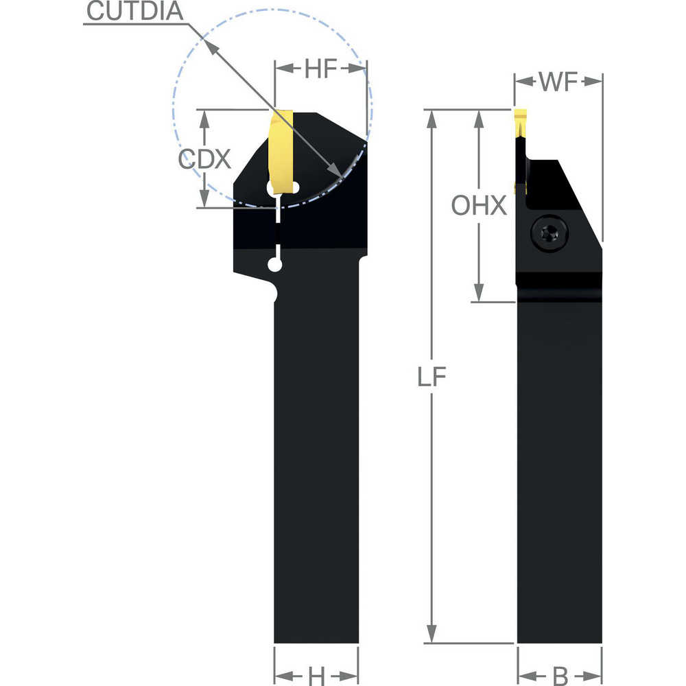 Sandvik Coromant Indexable Grooving & Cut-Off Toolholders: Right Hand, 0.8661, 22.00 - 8196471