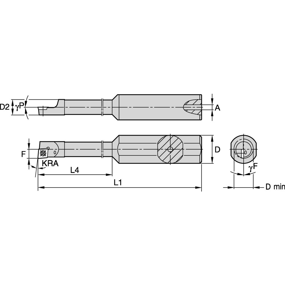 Widia Indexable Boring Bar: CSBI18037555R, 0.2040" Min Bore, Right Hand, 95 deg Lead, Steel - 2832596