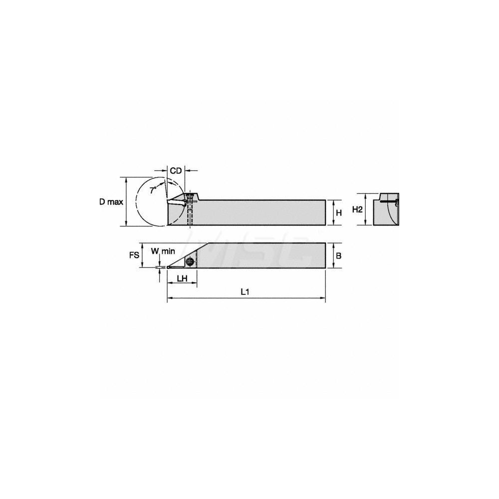 Kennametal Indexable Cutoff Toolholder: 17 mm Max Depth of Cut, 34 mm Max Workpiece Dia, 2 mm Min Insert Width, Left Hand - 4169750