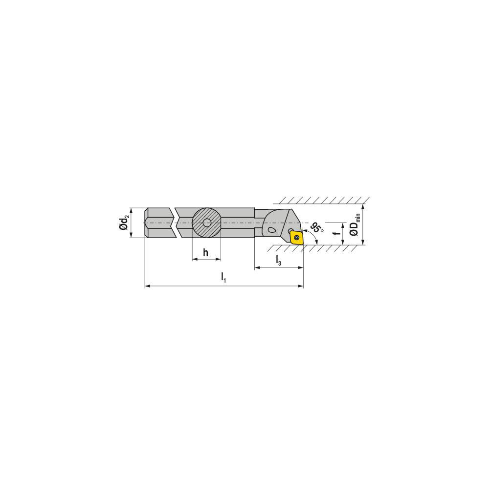 Ceratizit Indexable Boring Bar: S10K SCLCL 06, 13.00 mm Min Bore, 95 deg Lead, Steel - 70717010