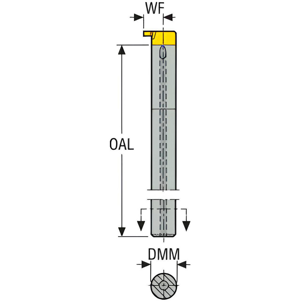 Seco Indexable Boring Bar: E05H-SGXN11-R, 0.433" Min Bore Dia, Neutral Cut, Solid Carbide - 02513704