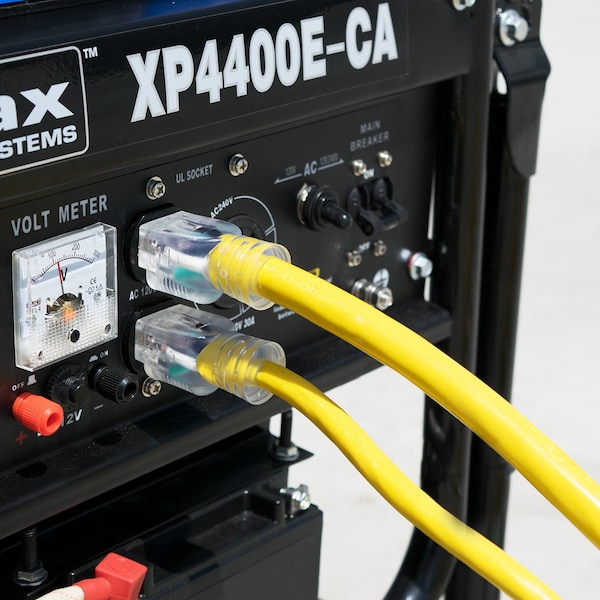 Duromax SJTW Extension Cord, 12 AWG, Outdoor, 3 Outlets, Yellow, 25 ft - XPC12025C