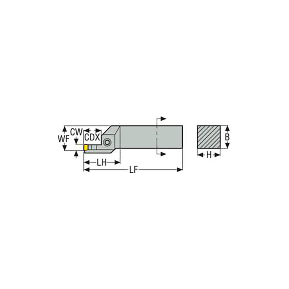 Seco Indexable Turning Toolholder: CFIR 100 03DL6.70 4.30, 90.0 deg Lead Angle, Clamp & Screw - 00002840