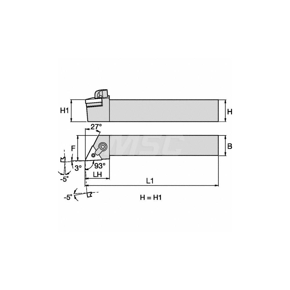 Kennametal Indexable Turning Toolholder: MTJNRS123, Clamp & Screw - 1096336