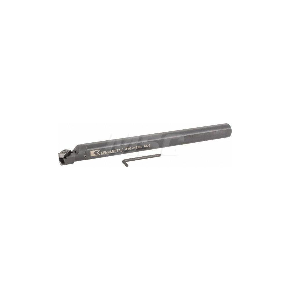 Kennametal Indexable Boring Bar: A16NER3, 34.93 mm Min Bore Dia, Right Hand Cut, 1" Shank Dia, 3 ° Lead Angle, Steel - 1094835