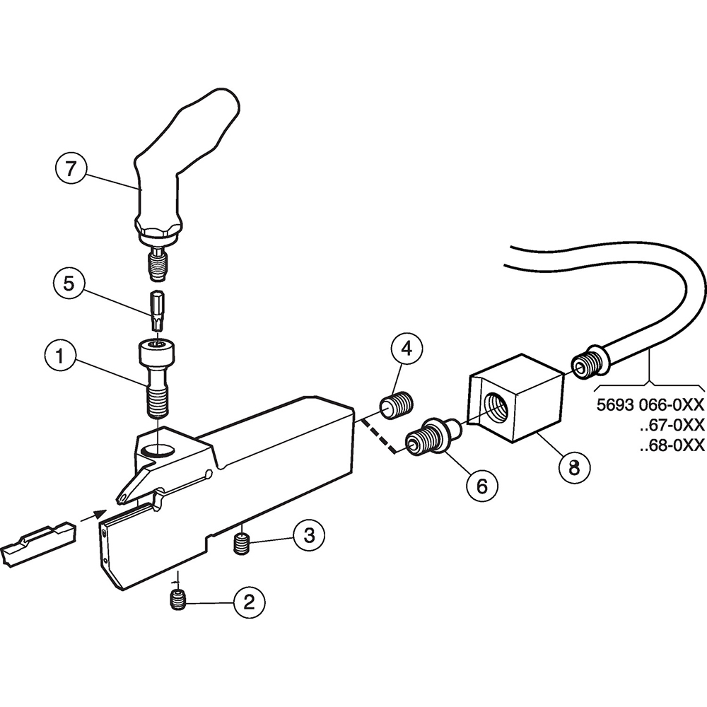 Sandvik Coromant Indexable Grooving-Cutoff Toolholder: C2R-QS25-RL32CB, 32 mm Max Depth of Cut, Right Hand - 8196235