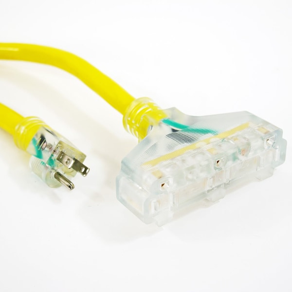 Duromax SJTW Extension Cord, 12 AWG, Outdoor, 3 Outlets, Yellow, 100 ft - XPC12100C
