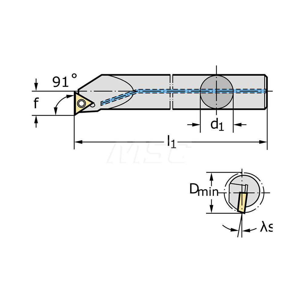 Walter Indexable Boring Bar: E06H-STFCR06-R, 8.50 mm Min Bore, 6.00 mm Shank Dia, 0 deg Lead, Solid Carbide - 5673716