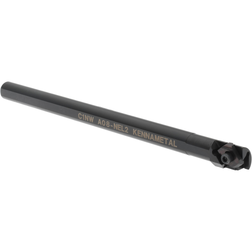 Kennametal Indexable Boring Bar: A08NEL2, 18.54 mm Min Bore Dia, Left Hand Cut, 1/2" Shank Dia, 3 ° Lead Angle, Steel - 1094825