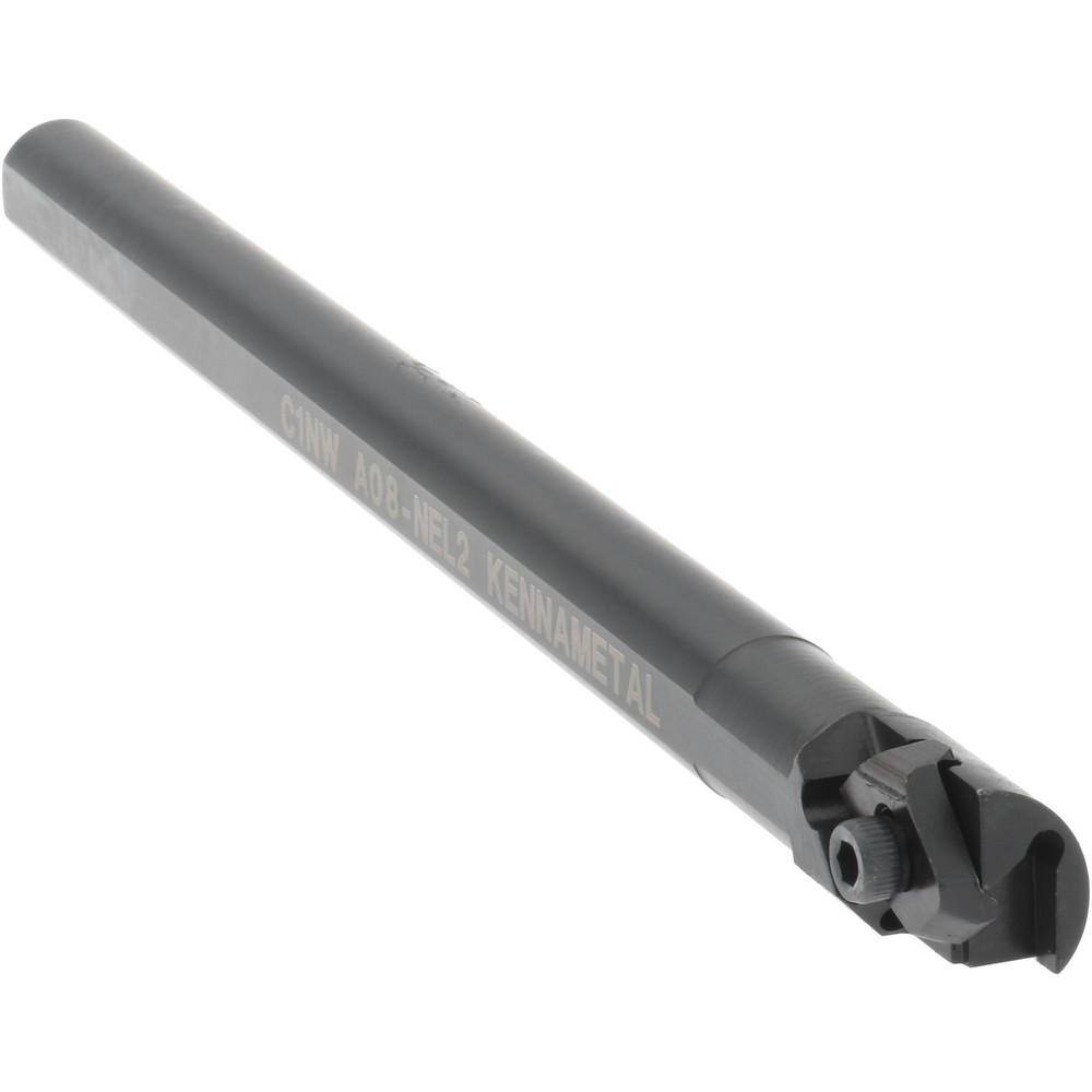 Kennametal Indexable Boring Bar: A08NEL2, 18.54 mm Min Bore Dia, Left Hand Cut, 1/2" Shank Dia, 3 ° Lead Angle, Steel - 1094825