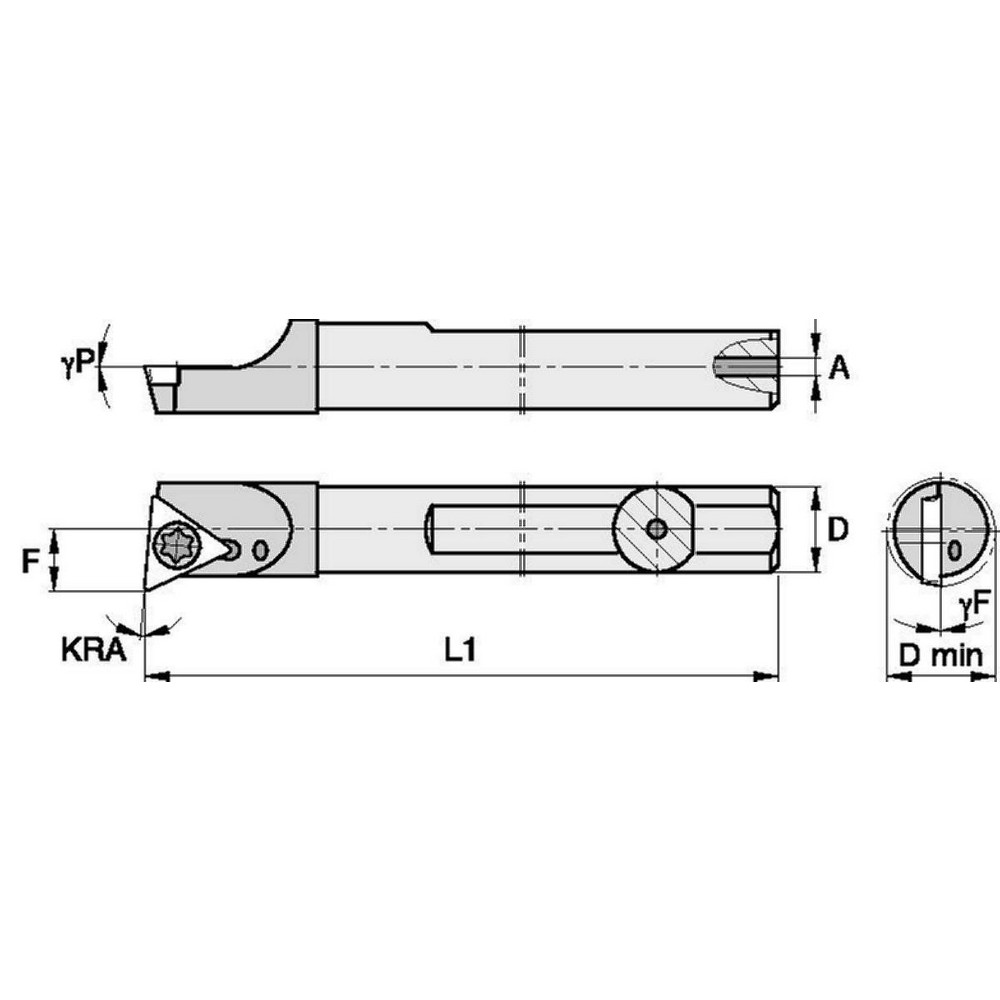 Widia Indexable Boring Bar: SCBI1000125R, 1.1000" Min Bore, Right Hand, -5 deg Lead, Solid Carbide - 2822561