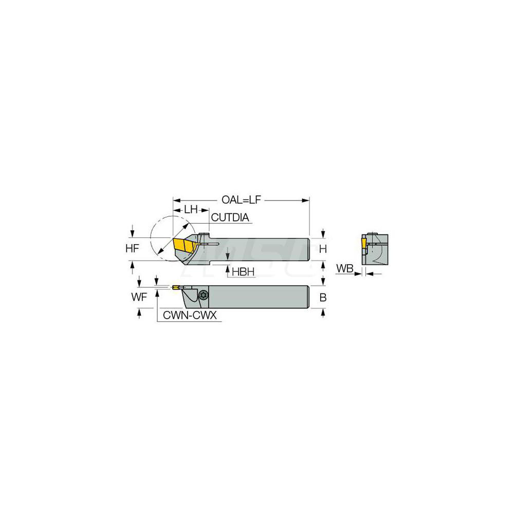 Iscar Indexable Grooving Toolholder: GHSL 12.7-2, External, Left Hand, 1" Max Workpiece Dia - 2800551