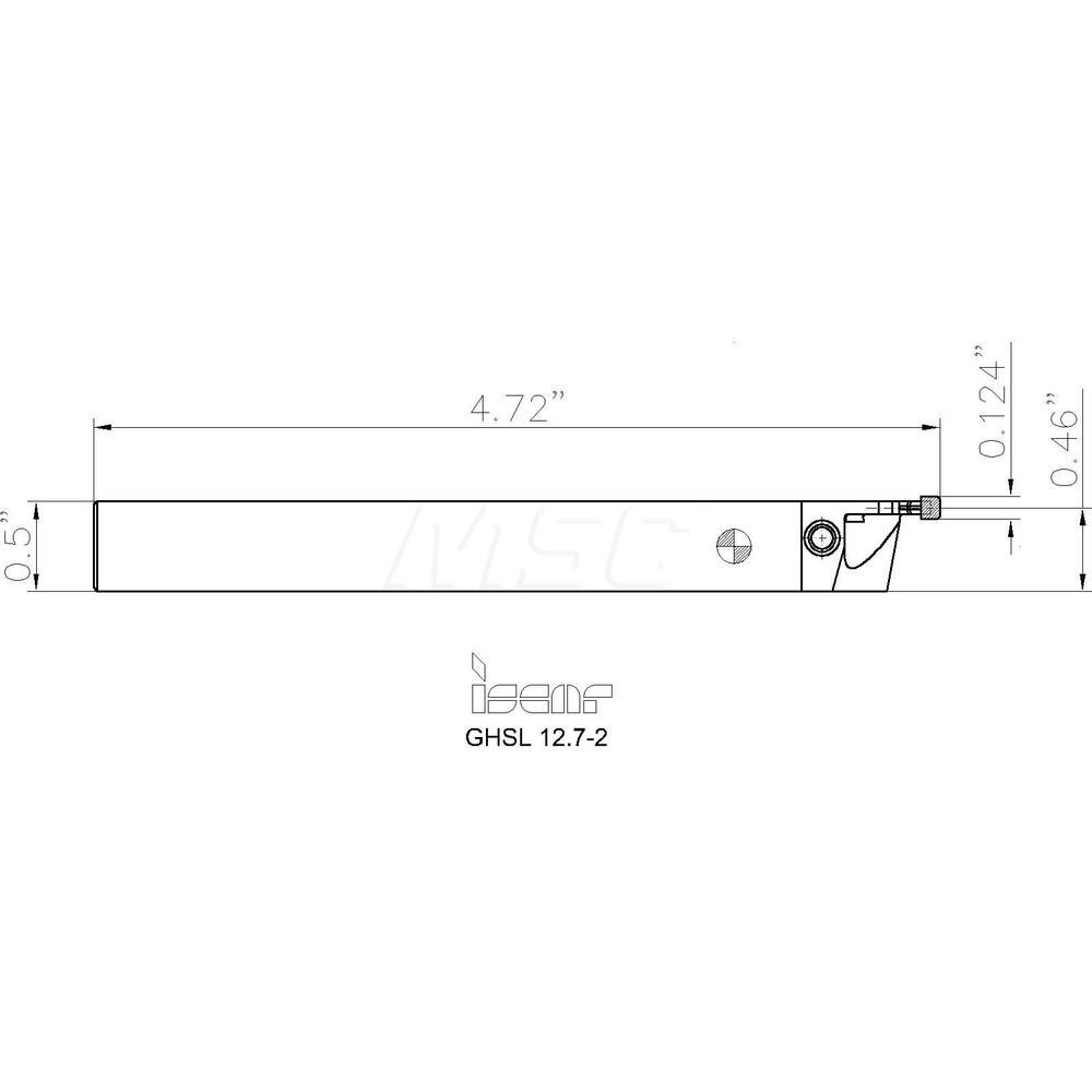 Iscar Indexable Grooving Toolholder: GHSL 12.7-2, External, Left Hand, 1" Max Workpiece Dia - 2800551