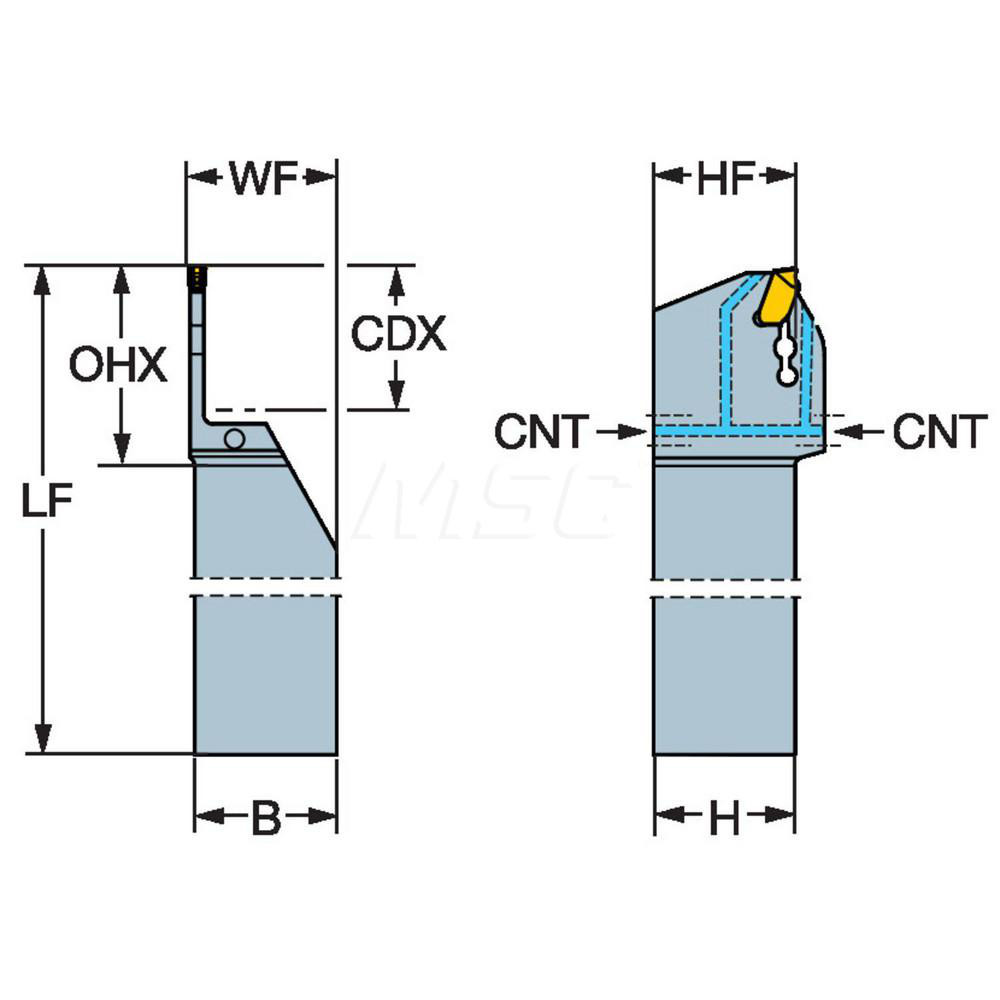 Sandvik Coromant Indexable Grooving Toolholder:  QD-RFG1300C16A, 1.0000" Max Groove Width - 6976221