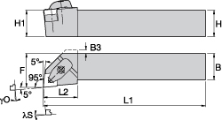 Seco Indexable Turning Toolholder: DWLNR-12-3XJETI, Screw - 03282300