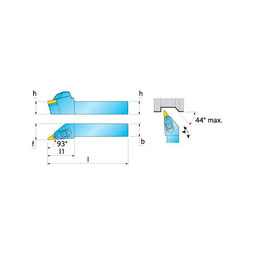 Ingersoll Cutting Tools Indexable Turning Toolholder: TVJNL16-2.53D, 93.0 deg Lead Angle, Clamp - 6183971