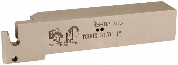 Iscar Indexable Grooving-Cutoff Toolholder: TGBHR31.7C10, 0.374" Max Groove Width, 1.18" Max Depth of Cut, Right Hand - 2801598