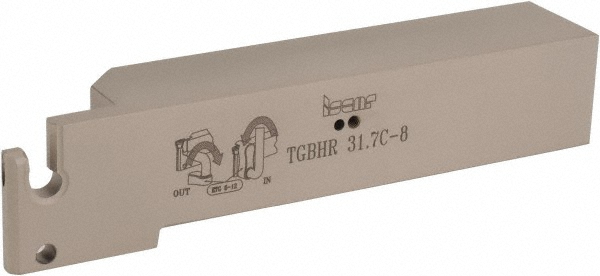 Iscar Indexable Grooving-Cutoff Toolholder: TGBHR31.7C10, 0.374" Max Groove Width, 1.18" Max Depth of Cut, Right Hand - 2801598