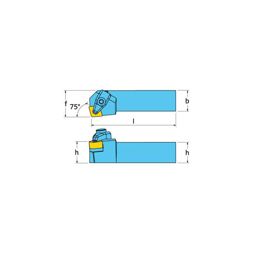 Ingersoll Cutting Tools Indexable Turning Toolholder: TCKNR12-4B, 75.0 deg Lead Angle, Clamp - 3603896