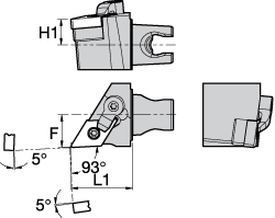 Kennametal Modular Turning & Profiling Head: Size KM25, 30 mm Head Length, Right Hand - 3365589