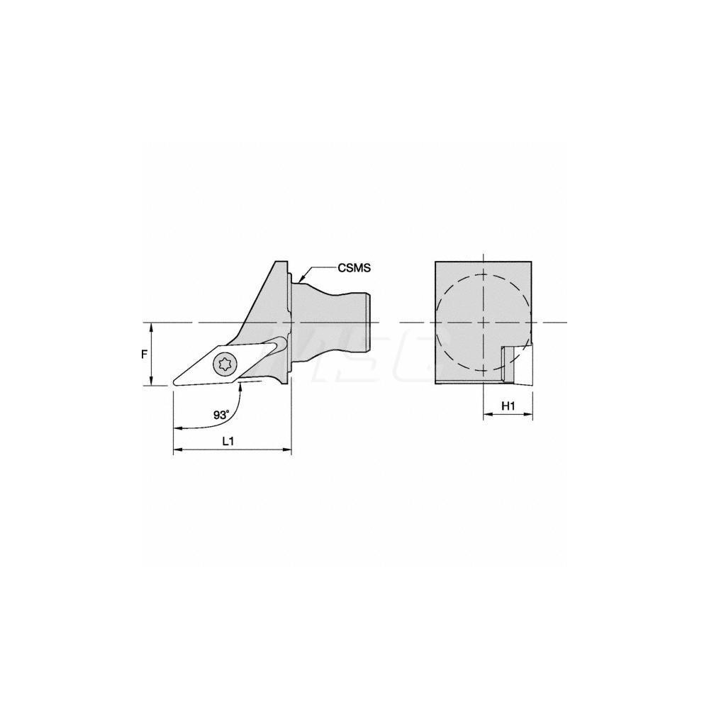 Kennametal Modular Turning & Profiling Head: Size KM25, 30 mm Head Length, Right Hand - 3365589