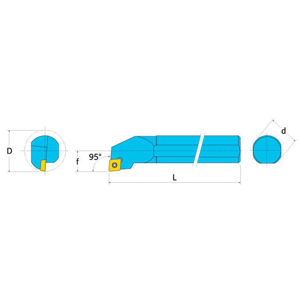 Ingersoll Cutting Tools Indexable Boring Bar: E06M-SCLCL-2, 1/2" Min Bore, 3/8" Shank Dia, 95 deg Lead, Solid Carbide - 3604252