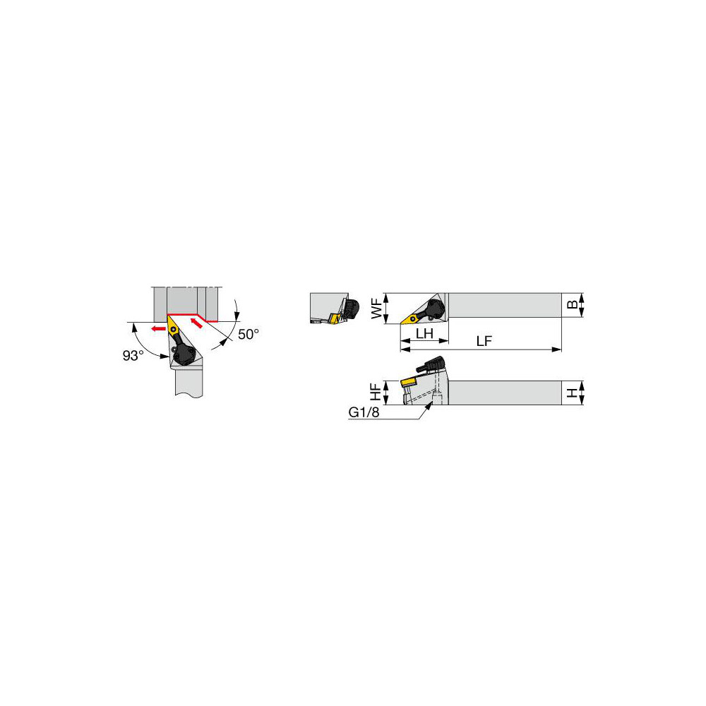 Tungaloy Indexable Turning Toolholder: PVJNR2020K16-CHP, 93 deg Lead Angle, Lever - 6755222