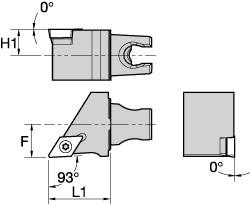 Kennametal Modular Turning & Profiling Head: Size KM25, 30 mm Head Length, External, Right Hand - 2399472