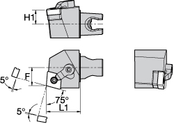 Kennametal Modular Turning & Profiling Head: Size KM25, 30 mm Head Length, External, Right Hand - 2399472