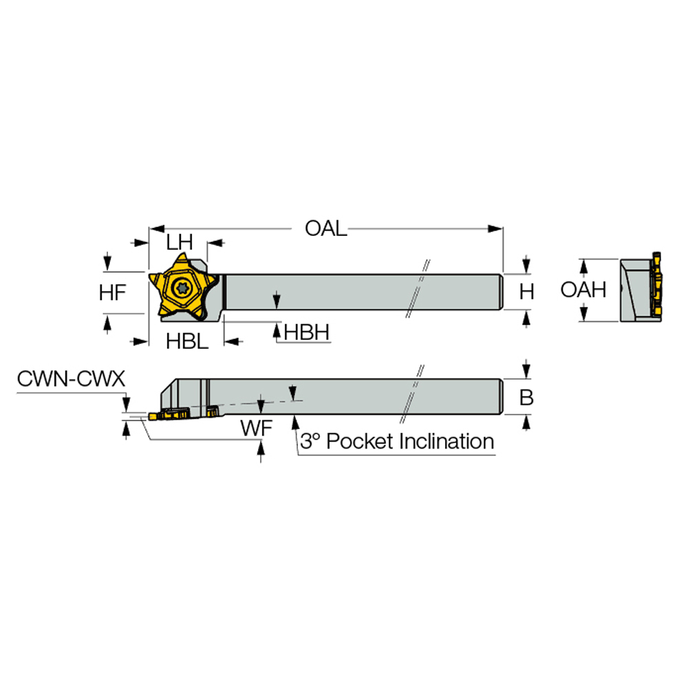Iscar Indexable Grooving-Cutoff Toolholder: PCHRS25-24, 0.8 to 4.8 mm Groove Width, Right Hand - 2399684