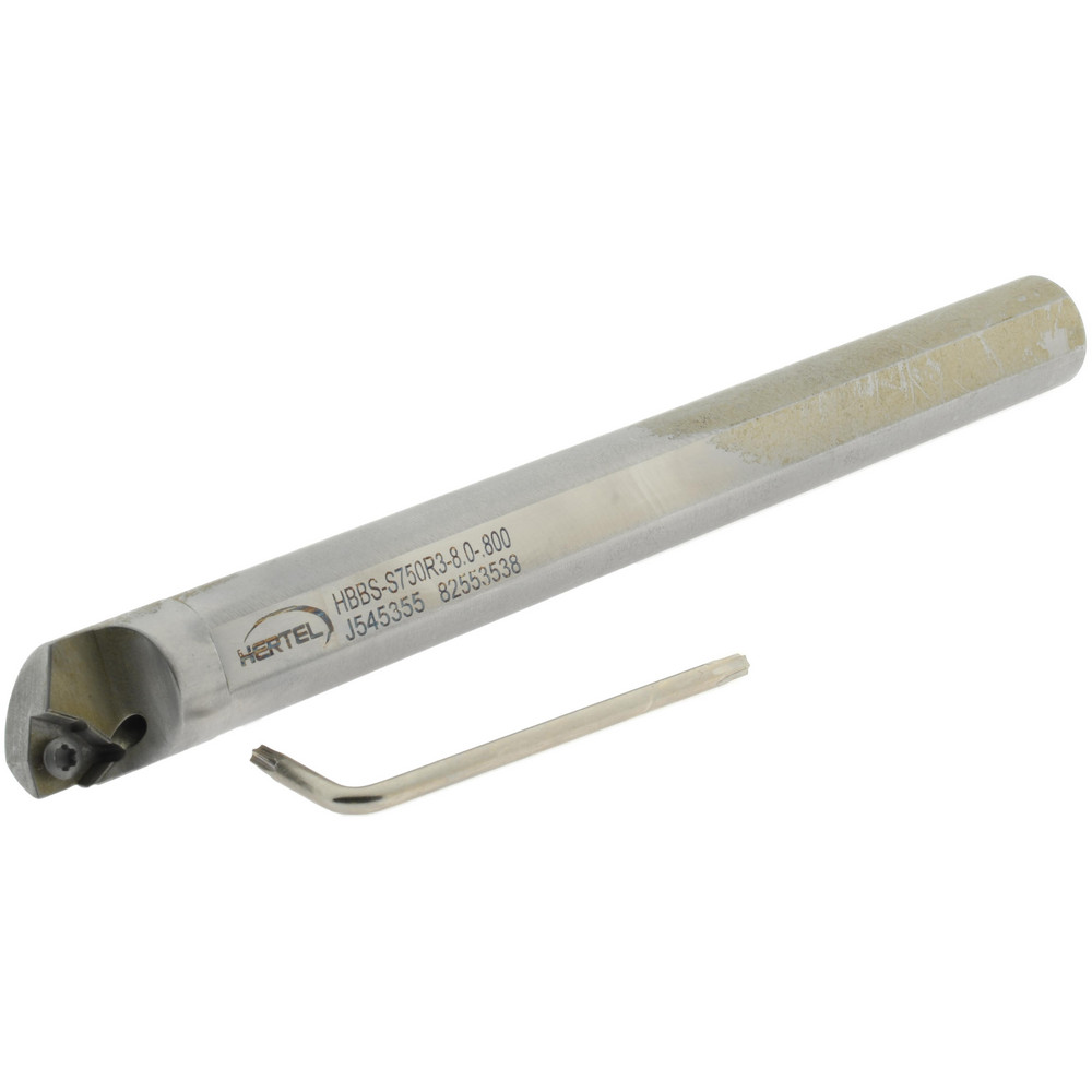 Hertel Indexable Boring Bar: HBBS-C750R5-10.0-855, 0.8550" Min Bore, Right Hand, Solid Carbide - H59870691