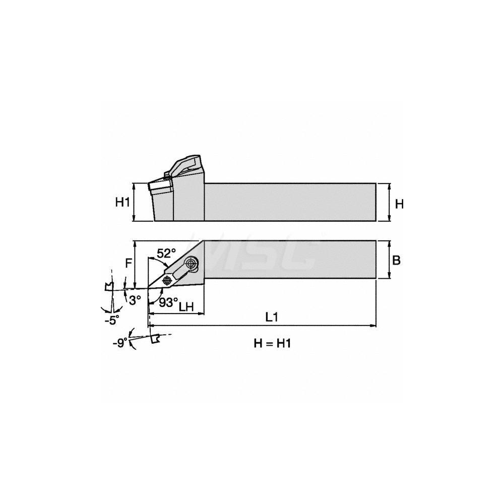 Kennametal Indexable Turning Toolholder: MVJNR3232P16, Clamp & Pin - 3612649