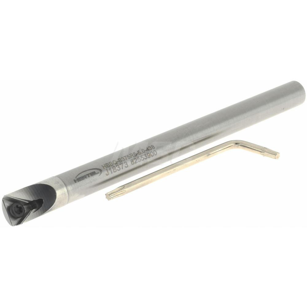 Hertel Indexable Boring Bar: HBBQ-S375R5-5.0-438, 0.4380" Min Bore, Right Hand, Steel - H59869875