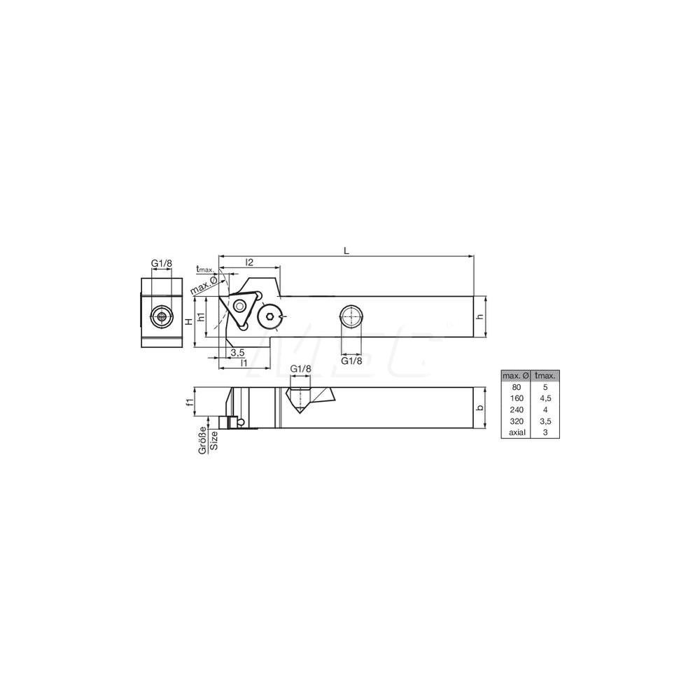 Guhring Indexable Grooving Toolholder: GH30510006000004RIKEST, External, Right Hand - 9253720120230