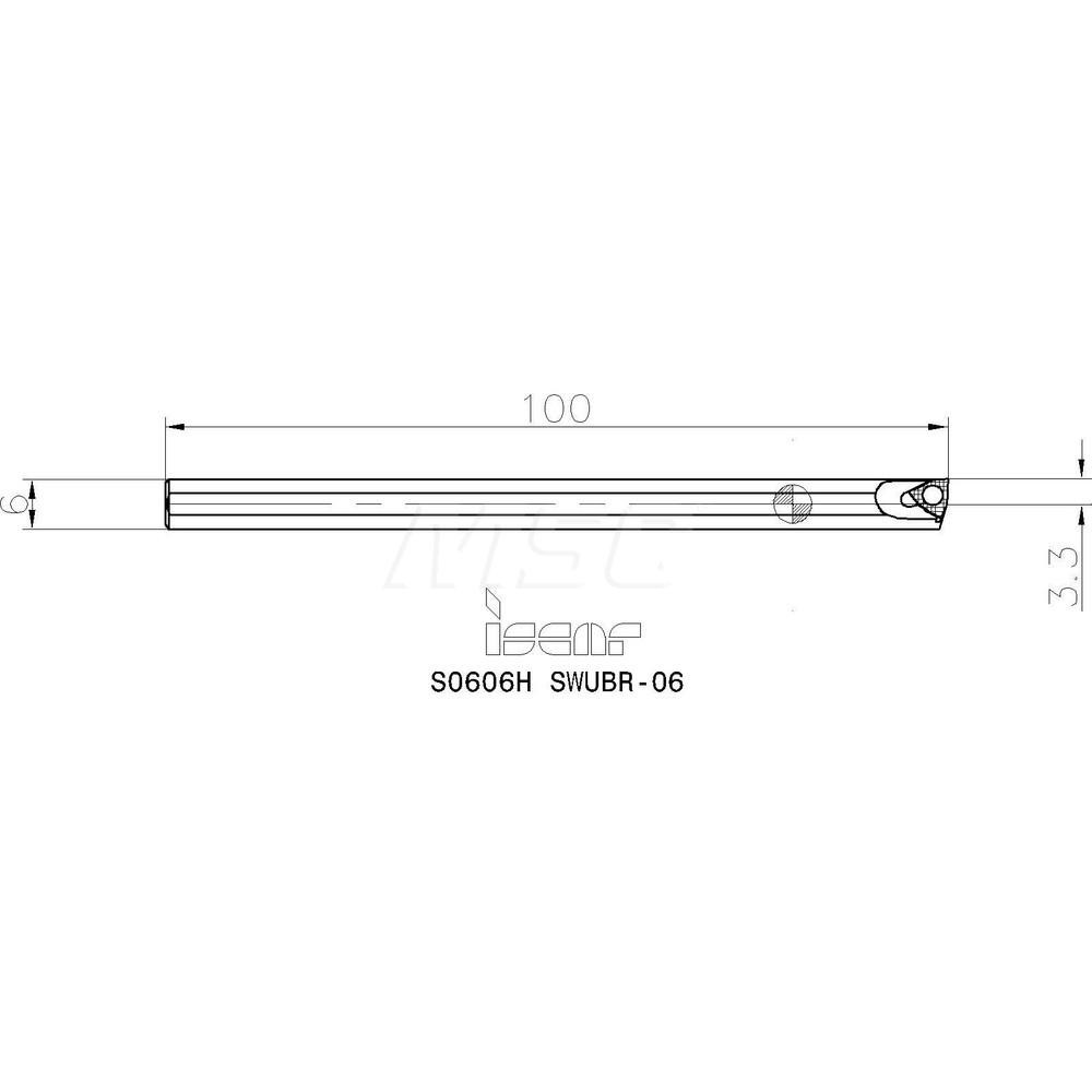 Iscar Indexable Boring Bar: S0606H SWUBR-06, 6.50 mm Min Bore, Right Hand, 6.00 mm Shank Dia, Steel - 3692777