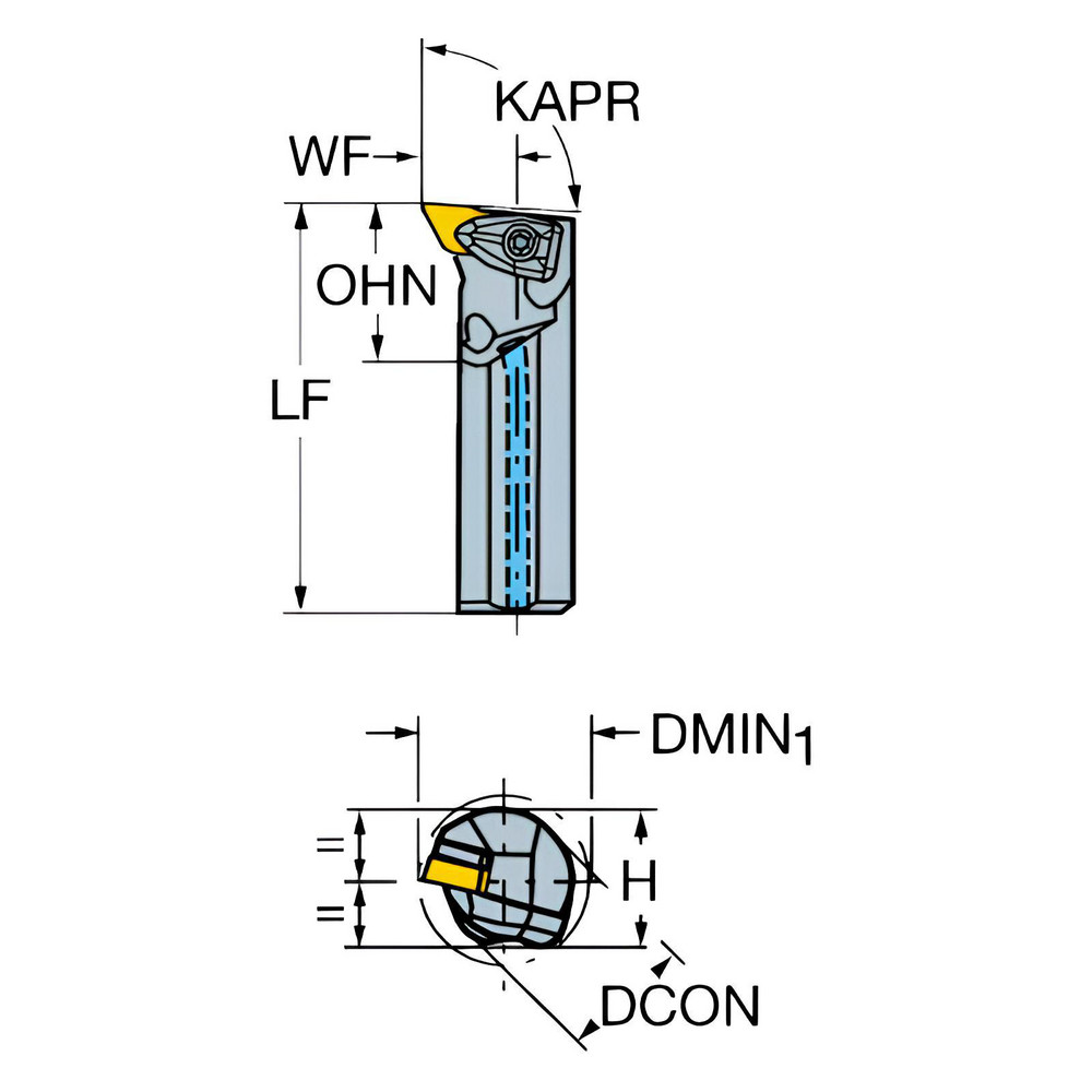Sandvik Coromant Indexable Boring Bar: A40V-DDUNL4, 3.2480" Min Bore, Left Hand, -3 deg Lead, Steel - 5722767