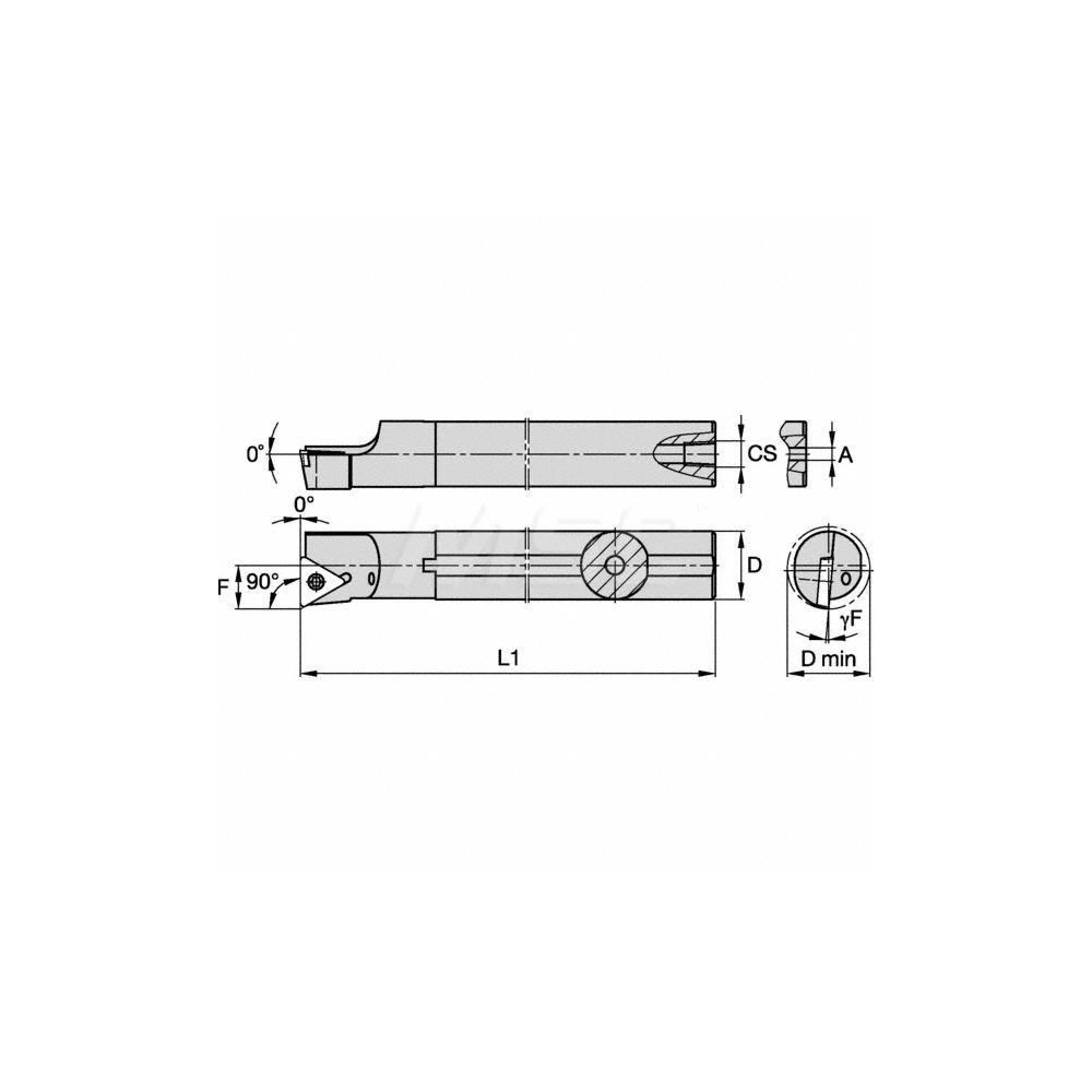 Kennametal Indexable Boring Bar: A08STFPL2, 15.24 mm Min Bore, Left Hand, 12.70 mm Shank Dia, Steel - 1094656