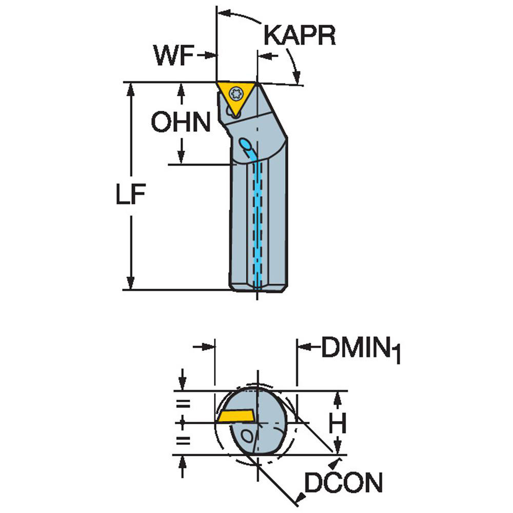 Sandvik Coromant Indexable Boring Bar: A08M-STFPR2, 0.5984" Min Bore, Right Hand, -1 deg Lead, Steel - 5721270