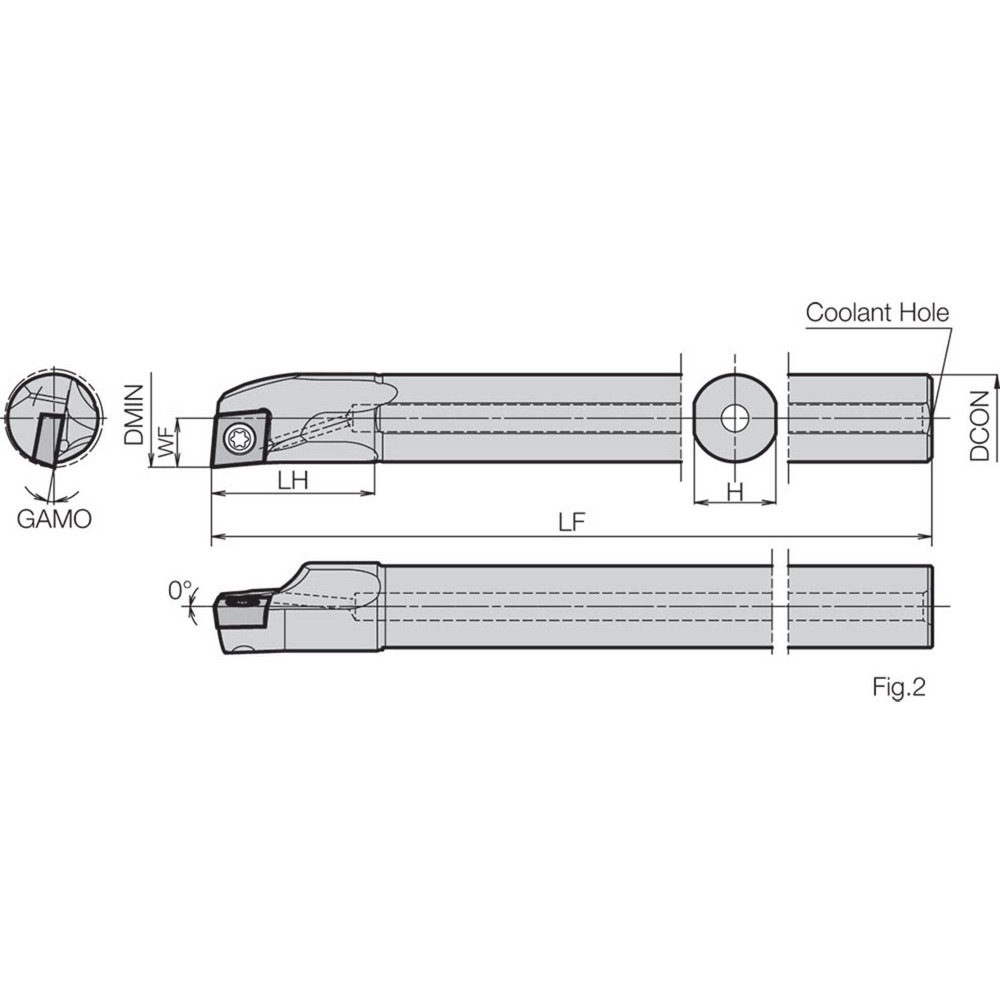 Kyocera Indexable Boring Bar: A12SSCLCR3AE, 23.62 mm Min Bore, Right Hand, Steel - THC14003